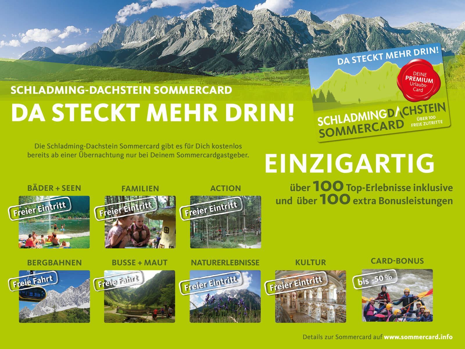 Gratis Top Erlebnisse und Bonusleistungen mit der Sommercard